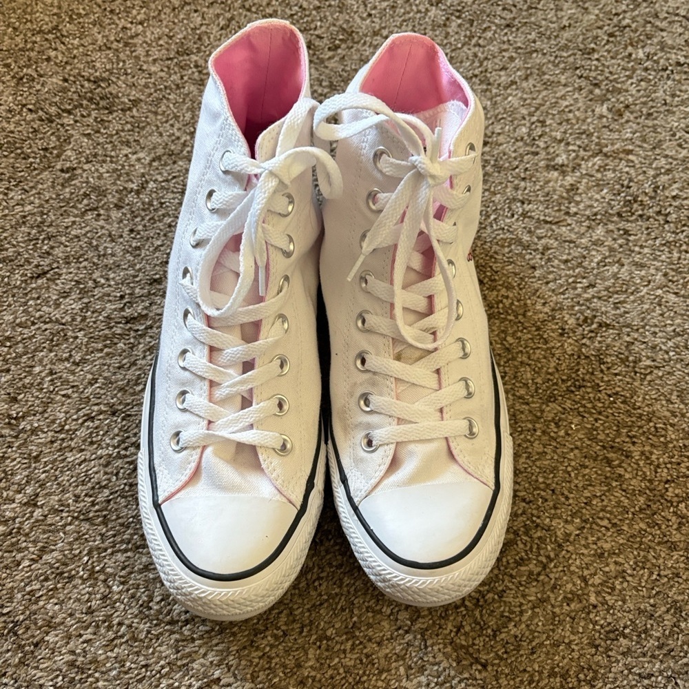 Converse X Hello Kitty White and Pink Kids High-Top Sneakers - Picture 3 of 8